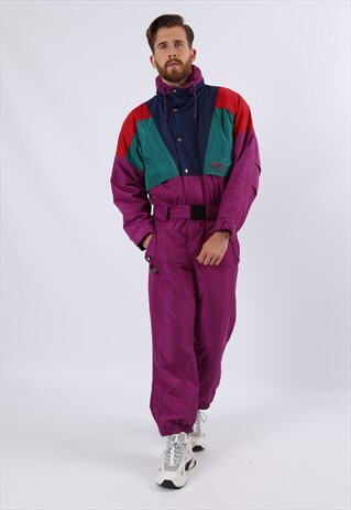 VINTAGE 90'S TENSON FULL SKI SUIT SNOW UK S / M 38" (6CJ)