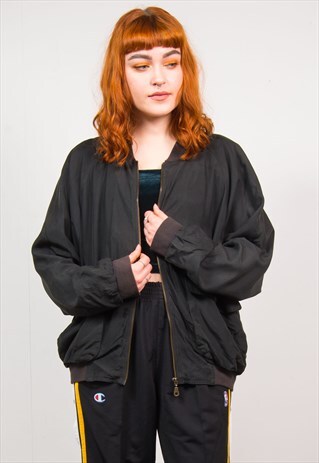 VINTAGE 90'S BLACK OVERSIZED BOMBER JACKET