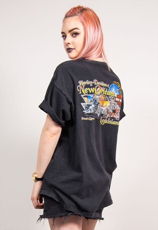 90'S BLACK HARLEY DAVIDSON NEW ORLEANS USA T-SHIRT