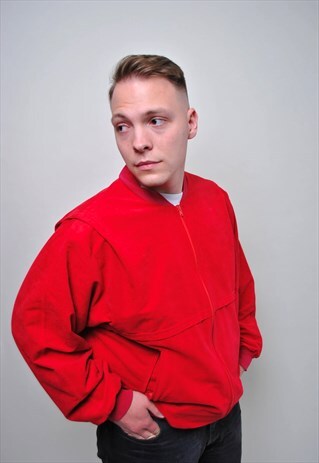 MINIMALIST RED BOMBER JACKET, 90S CASUAL AVIATOR JACKET