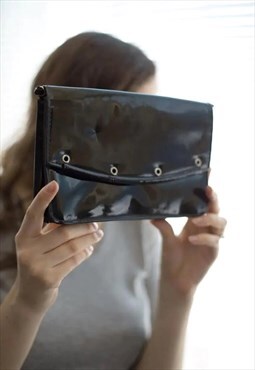 Vintage 90's Black Varnished Clutch