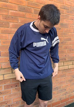 Vintage Puma Navy Blue Long Sleeve T Shirt 