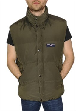 90's Polo Sport Gilet In Khaki Green Size Large