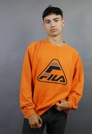 ORANGE FILA SPELL OUT SWEATSHIRT