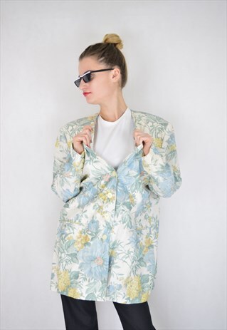 VINTAGE RETRO 80'S FLOWER BLAZER