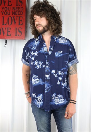 VINTAGE CRAZY PATTERN OVERSIZED SHORT SLEEVED SHIRT