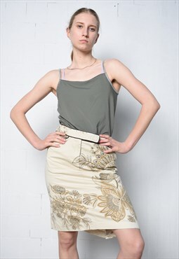 Vintage Y2K 00s MAX MARA floral printed mid length skirt