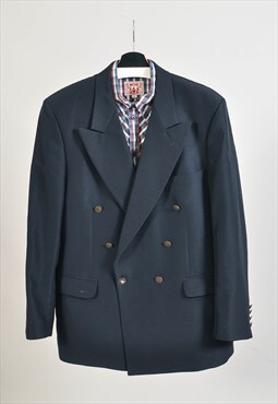 Vintage 90s double breasted blazer jacket in navy