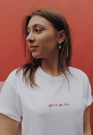 HAND EMBROIDERED SELF LOVE MOTIF T-SHIRT