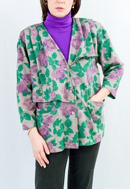 Vintage 80s printed blazer in floral pattern jacket