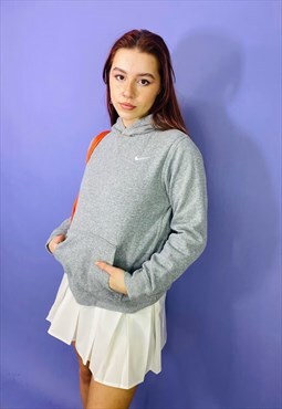 Vintage 90s Nike Classic Embroidered Grey Hoodie