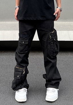Black Cargo Denim pants trousers 