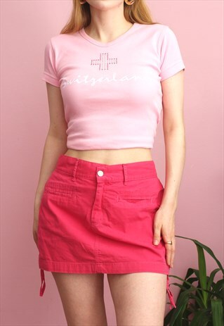 Y2K BARBIE PINK SIDE RUCHED MINI SKIRT