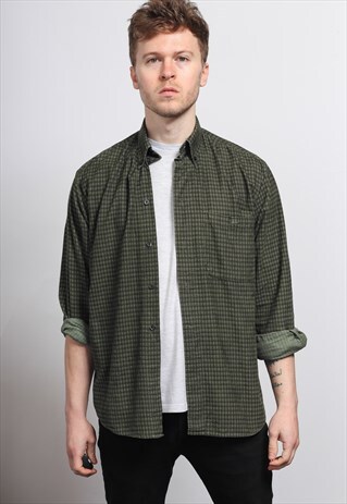VINTAGE CORDUROY CORD SHIRT GREEN
