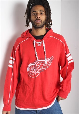 VINTAGE DETROIT REDWINGS SWEATSHIRT HOODIE RED