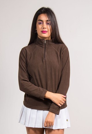 90'S VINTAGE BROWN COLUMBIA FLEECE QUARTER ZIP JACKET