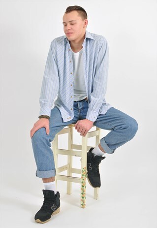 VINTAGE LONG SLEEVE BUTTON DOWN STRIPED SHIRT