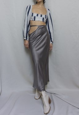One of a kind cut-out silk satin skirt
