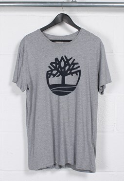 Vintage Timberland T-Shirt in Grey Crewneck Logo Tee Large