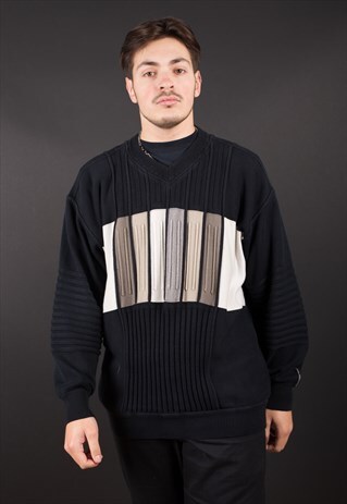 BLACK AND PATTERN KNIT JUMPER BY CARLO COLLUCCI