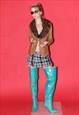 VINTAGE Y2K ICONIC FAUX FUR COLLAR LEATHER JACKET IN BROWN