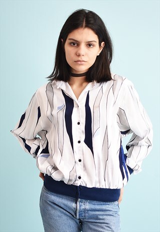 80'S RETRO SHIMMER LOOSE-FITTED MOMS BLOUSE TOP