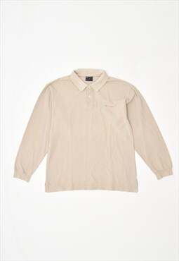 Vintage Champion Polo Shirt Long Sleeve Beige