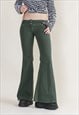 VINTAGE Y2K RAVE LOW WAIST GREEN FLARE TROUSERS XXS/XS