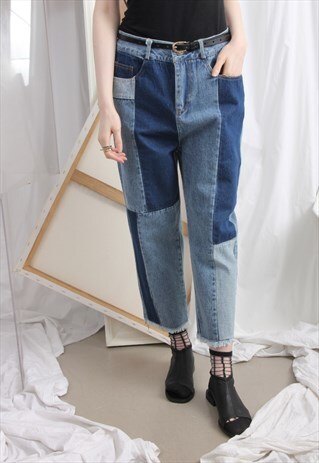 (KOREAN) PATCHWORK JEANS