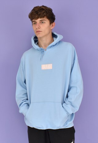 G&G UNISEX BABY BLUE/LIGHT PINK SIMPLE PATCH HOOD