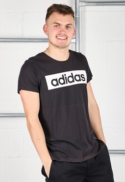 Vintage Adidas T-Shirt in Black Short Sleeve Lounge Tee XL