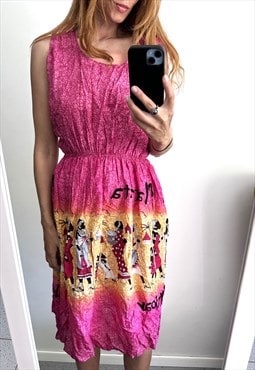 Pink Novelty Summer Casual Dress 