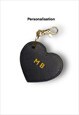 Love heart KEY chain CLIP black personalised 