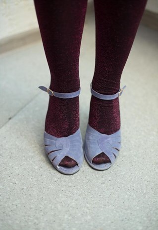 VINTAGE 70'S PASTEL PURPLE SUEDE HIGH HEELED SANDALS