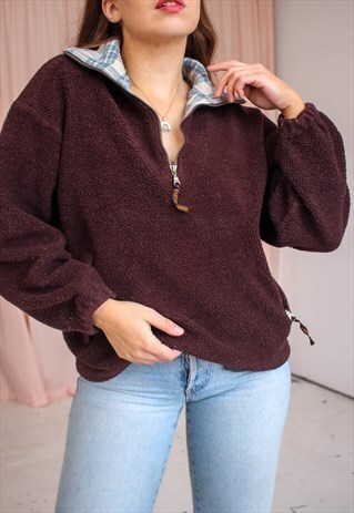 VINTAGE 80S 1/4 NECK FLEECE IN MAROON