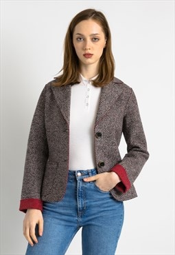 Woman Wool Abstract Blazer/ Tweed Wool Jacket 6967