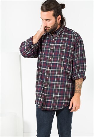 VINTAGE 80'S TOMMY HILFIGER COTTON SHIRT / S4591