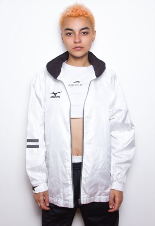 VINTAGE 90S MIZUNO WHITE MINIMAL SPORTS JACKET ID:1328