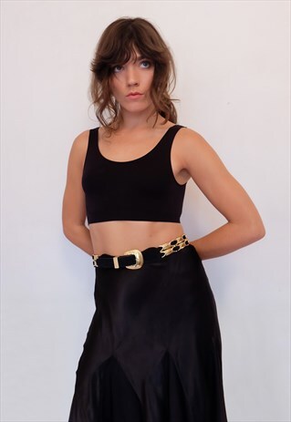 VINTAGE 80S METAL CHUNKY BELT IN GOLD AND BLACK