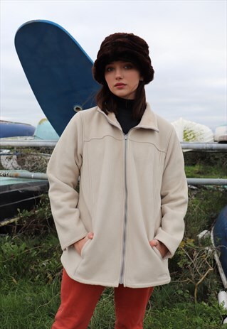 90S BRATZ DOLL CREAM FAUX SUEDE SHEARLING FLEECE COAT JACKET