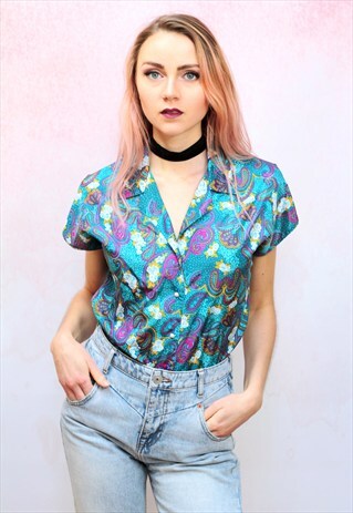 1990S VINTAGE SILKY PAISLEY BLOUSE