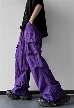 Parachute joggers balloon pants wide skater trousers purple