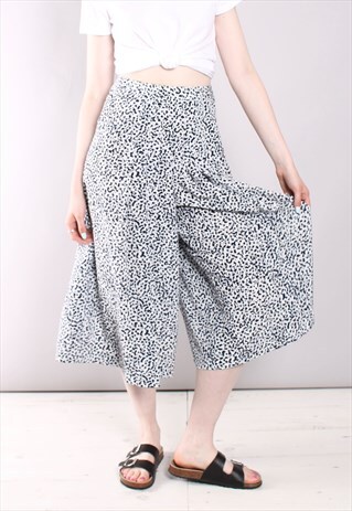 VINTAGE 80S PATTERNED PLEATED CROPPED CULOTTE TROUSERS
