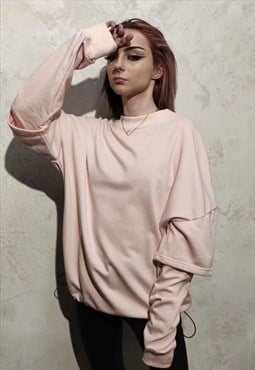 Double layer sweatshirt California Y2K stitched top pink