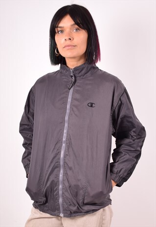 CHAMPION WOMENS VINTAGE RAIN JACKET MEDIUM GREY 90S