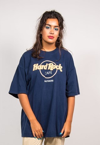 VINTAGE 90'S NAVY BLUE HARD ROCK CAFE BALTIMORE T-SHIRT