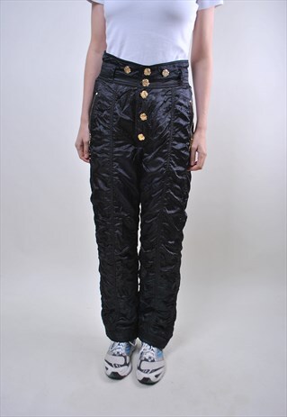 VINTAGE WOMAN RUFFLE SKI SUIT PANTS, 80S SNOW SUIT TROUSERS