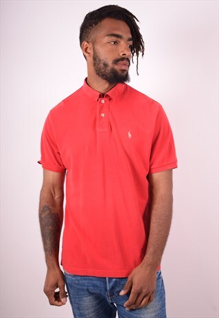 POLO RALPH LAUREN MENS VINTAGE POLO SHIRT XL RED 90S