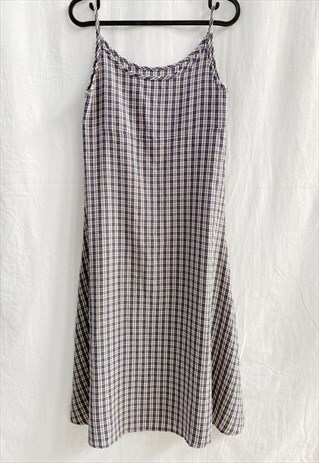 VINTAGE 90S GINGHAM CHECK HAUTE BOHEME CHIC MIDI DRESS SUMME