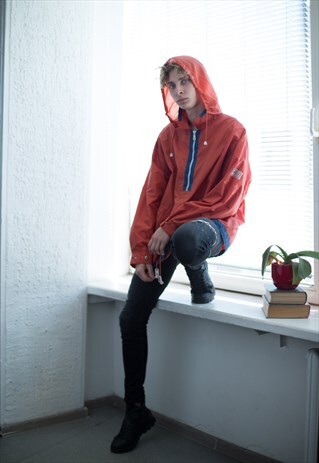 VINTAGE 80'S ORANGE HOODED WINDBREAKER